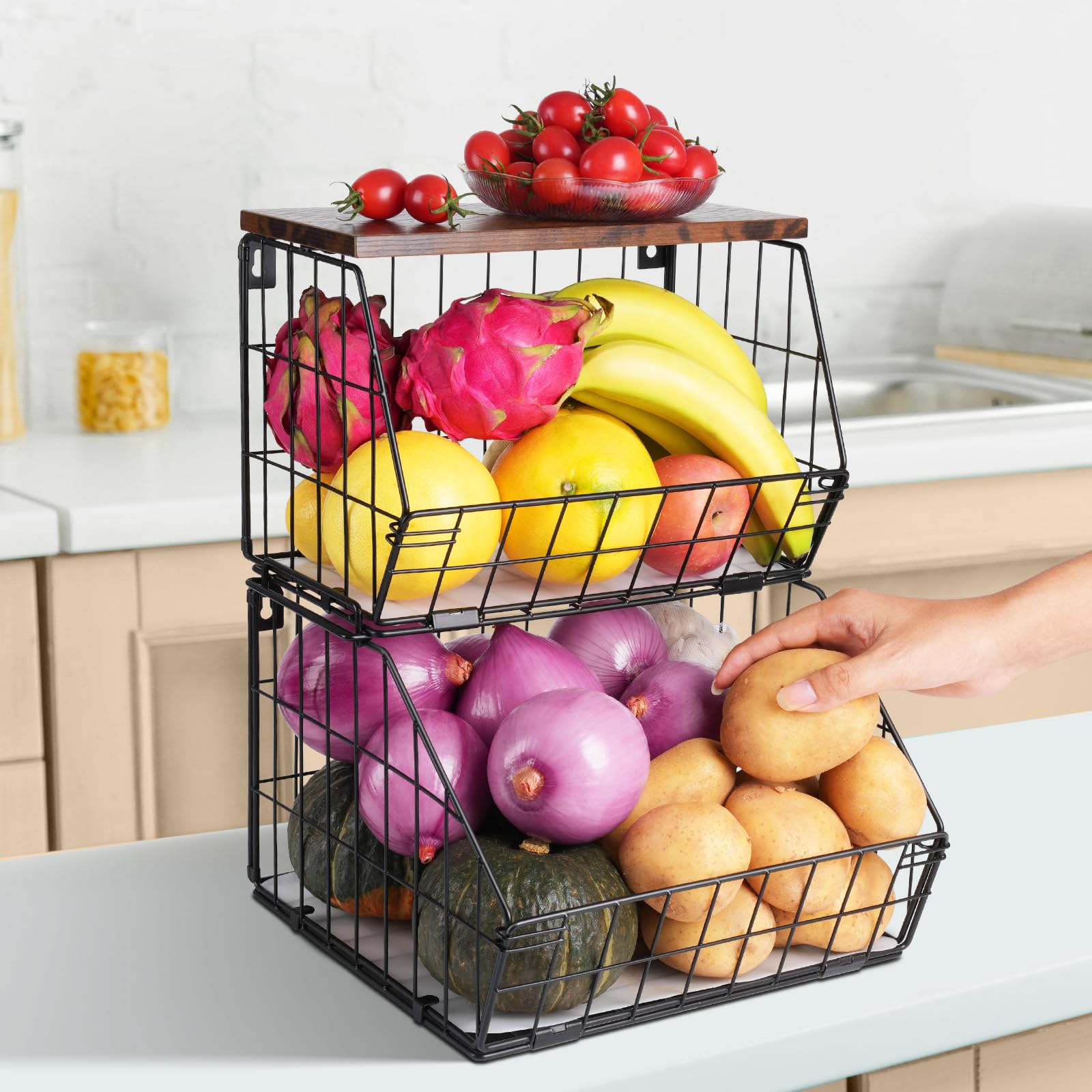 Amazon.co.jp: 果物と野菜の保管、壁掛けワイヤーバスケット2セット